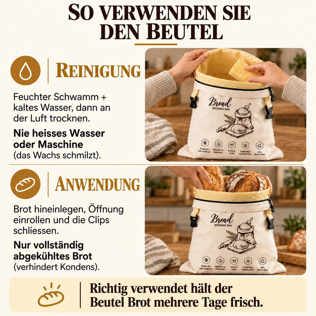 Broodzak van bijenwas – houdt brood tot 5 dagen vers