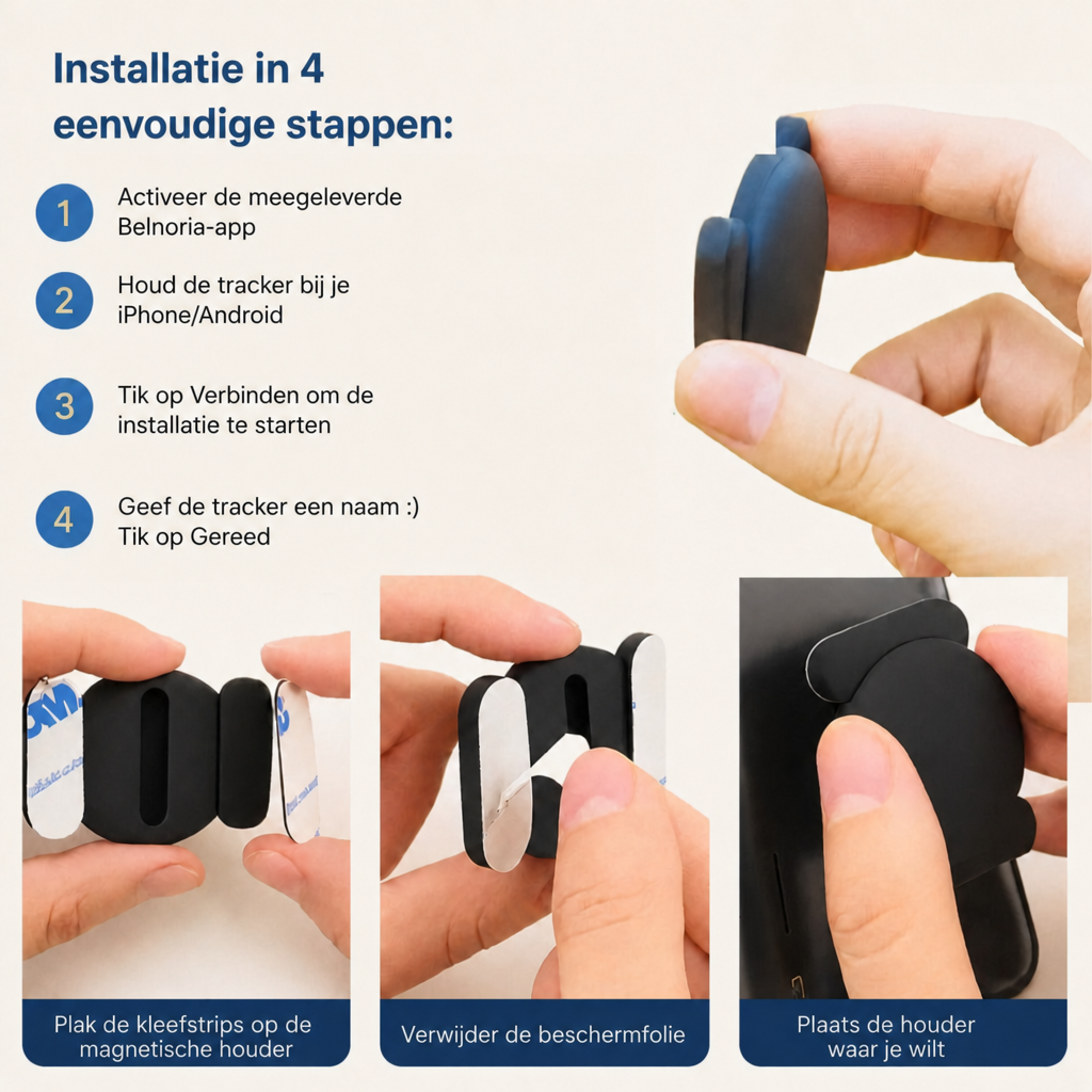 Belnoria GP90 | GPS-tracker zonder abonnement (Android/Apple)